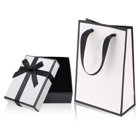 lvzhen Small Gift Box and Gift Bag, 9x7x3cm Jewellery Gift Box and Paper Gift Bag Bracelet Earring Ring Necklace Gift Box with Lid for Gifts Presents