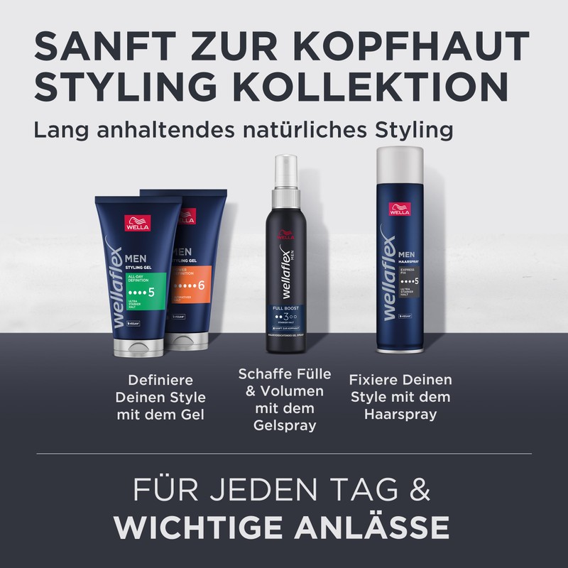 Wellaflex Men Power Definition Gel, Ultimate Hold Styling Hair Gel,