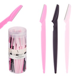 36pc Face & Body Razors Set - Pink & Black Disposable Razors for Face & Eyebrow Maintenance| Hair Removal Tool, Protective Caps & Reusable Storage Canister