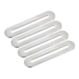 sourcing map Adjustable Corner Code, 4Pcs 90x19mm - Stainless Steel Flat Straight Thickened Slotted Brace Brackets, for Fixed Furniture Shelf Connector (Silver)