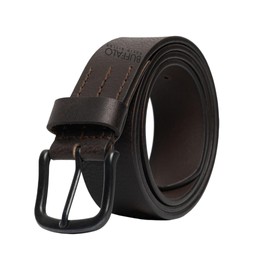 Buffalo David Bitton Mens Belt | 38mm Dark Brown Belt | Black Belt Buckle | 100% Genuine Leather Belt | Jean Belt Size 34