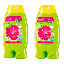 Pack of 2 Avon Naturals Kids Swirling Strawberry Body Wash and Bubble Bath – 2 x 250ml
