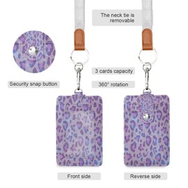 STAYTOP Badge Holder,Vintage Leopard Animal Print PU Leather ID Badge Holder Wallet with Clear ID Window & Credit Card Slot and a Detachable Neck Lanyard for Offices, School, Driver Licence