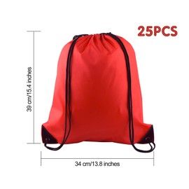 KUUQA 25Pcs Drawstring Backpack Bags String Backpack Sport Bag Sack Cinch Tote Gym Backpack Bulk for Gym Sport Traveling，Red