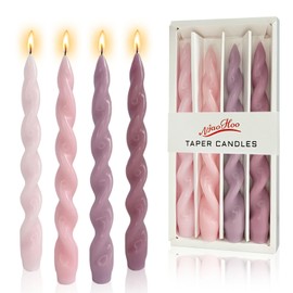 NJAO HOO Pink Candlesticks 10 Inch Spiral Taper Candles Twisted Candlesticks Unscented Gradient Colored Tapered Candles Set for Dinner Table Decor Party Wedding, 4 Pcs