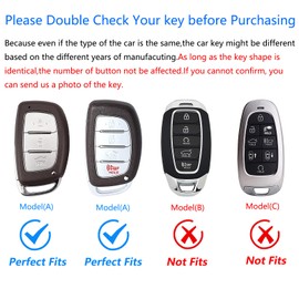 Ocezbiis For Hyundai Key Fob Cover,Keychain,Zinc Alloy Protection Car Key Case For 2016-2022 Ioniq Elantra Sonata Tucson GT Smart Remote Keyshell Accessories(For Hyundai Style A Grey)