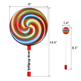 ZEAYEA 2 Pack 8 Inch Lollipop Drum, Lollipop Shape Hand Drum with Drumstick, Musical Educational Percussion Instrument for Party Holiday