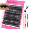 Millibest 밀리베스트 속눈썹 클러스터 키트 100D 플러프 연장 10-18mm 개별