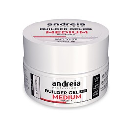 Andreia Professional Nail Gel Builder with Medium Viscosity - Best as a Base and Top Coat for Gel Building LED & UV Nail Art Set - Soft White 22 g