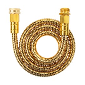 UNCO- Stainless Steel Metal Hose, 5 Feet - Gold, No Kink, Short Garden Hose