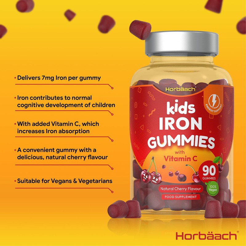 Kids Iron Gummies with Vitamin C | 90 Count |