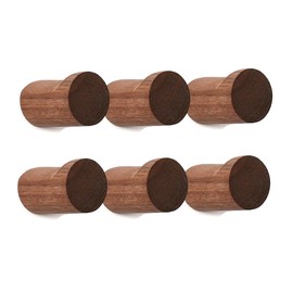 Wood Wall Hooks 6 Pack Natural Wooden Coat Hooks Handmade Rustic Hat Hooks Heavy Duty Entryway Wall Hangers for Hanging Towels, Clothes Bag (Walnut Wood