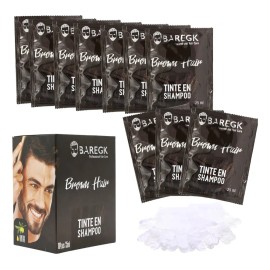 Tinte Shampoo Café Castaño, Cubre Canas, 10 Sobres, Baregk