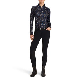 ARIAT Womens Sunstopper 2.0 1/4 Zip Baselayer Shirt, Black Busy Pony Print, X-Small US