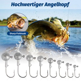 GHVACZS Pack of 50 Fishing Hooks, 8 Models Jig Heads, Fishing Hook Set with Removable Storage Box, Suitable for Rubber Fish (1/1.8/3.5/5/7/10/14/20 g)