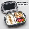 3-Compartment Stainless Steel Bento Lunch Box – Leak-Resistant Reusable Meal