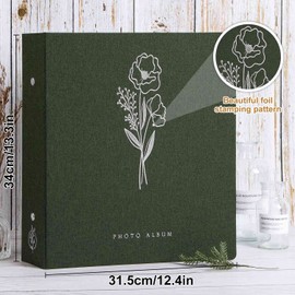 Lanpn Photo Album 4x6 1000 Pockets, Extra Large Capacity Linen Cover Picture Albums Holds 1000 Horizontal and Vertical Photos Green