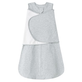 LILBESTIE Baby Sleeping Swaddle Bag 1.0 Tog 3-in-1 Adjustable Silent Hook Baby Swaddle Blanket Wrap 100% Cotton 6-12 Months, Grey