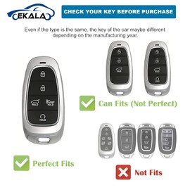 EKALA for Hyundai Key Fob Cover 5 Buttons Soft TPU Car Key Case Protector with Keychain Full Covers Compatible with 2020 2021 2022 Hyundai Sonata Santa Fe Tucson Keyless Entry Smart Key(Hyd-5)