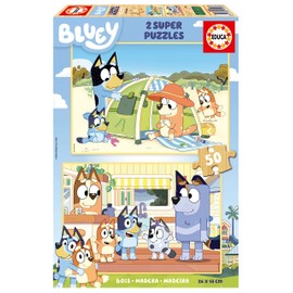 Educa - Bluey Super Puzzle | 2 x 50 Pieces Wooden Puzzle Set for Children from 4 Years, Children's Puzzle (19408)