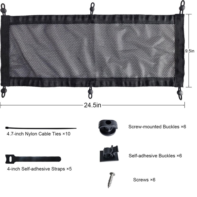 Under Desk Cable Management Net, Screw-in Cord Organizer, 24.5"x9.5"