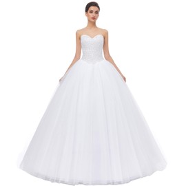 Likedpage Women's Ball Gown Bridal Wedding Dresses (US2, White)