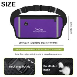 SooGree Running Belt Fanny Pack Running Waist Pack for Women Men Crossbody Belt Bags Slim Reflective Runner Pouch Belt Cell Phone Holder Sport Waist Pack Adjustable Strap Gym Marathon