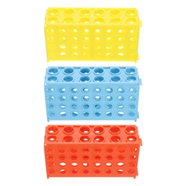 PATIKIL 80 Wells Tube Rack, 1 Set Vial Rack Four panel Centrifuge Tube Holder for Microcentrifuge Tubes 0.5/1.5/2/10/15/50ml, Yellow, Orange, Blue