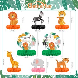 Safari Birthday Decorations Table Centerpiece - Jungle Animals Theme Party Supplies, Honeycomb Table Toppers for Animal Jungle Theme Party Decorations