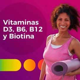 Multivitaminico Centrum Para Mujer Sabor Frutas 170 Gomitas formulado para promover el bienestar de todo el cuerpo con el 100% del valor diario recomendado de vitaminas B12 D y biotina para la mujer