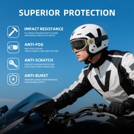 VOZAPOW Dirt Bike Goggles Anti Fog with Clear & Grey Lens, OTG Motocross Goggles for Motorcycle ATV Racing Men Women