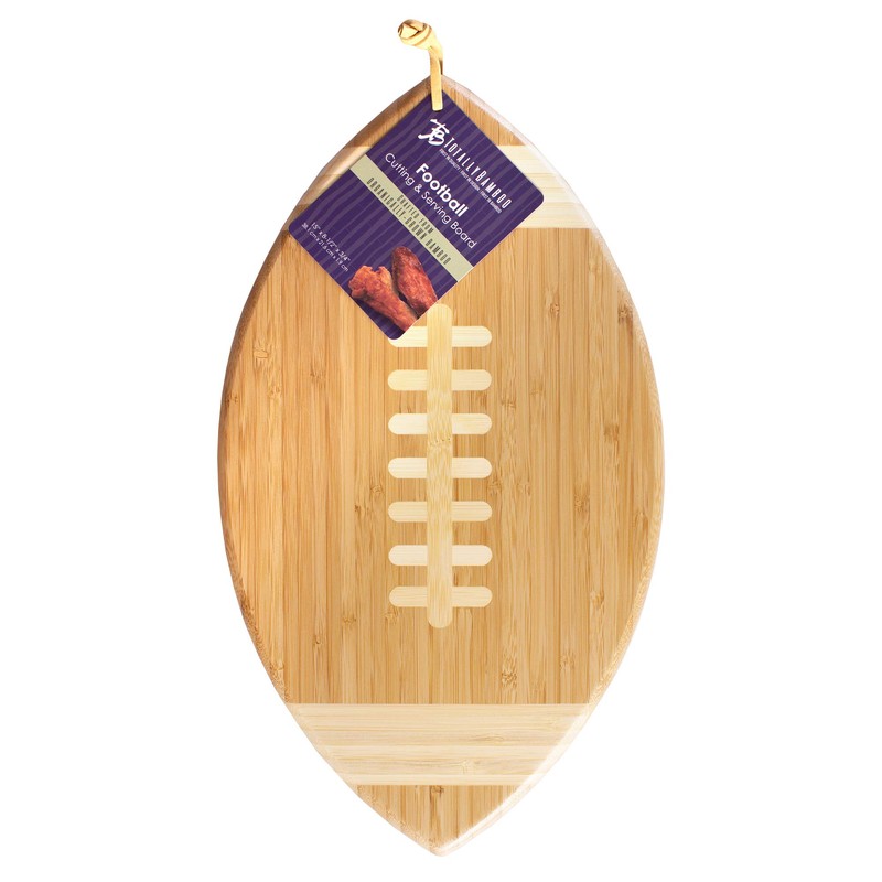 Totally Bamboo Football Shaped Bamboo Wood Cutting Board and Charcuterie