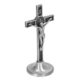WGFOIP Hand Made Zinc Alloy Metal Vertical Catholic Crucifix Wall, Sturdy Standing For Home Decor, Perfect Baptism, 4.7 X 5.2 X 12cm, For Desktop Decoration, Etc. (Silver)