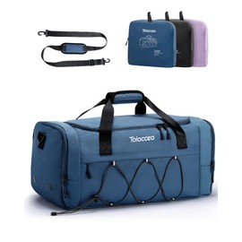 Tolaccea Sports Gym Bag for Men Women, Travel Bag with Wet Pocket & Shoe Compartment, Duffle Bag Weekend Overnight Holdall Bags for Swim Yoga Vacation, Foldable Lightweight Waterproof - 35L