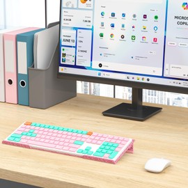Computer Keyboard Stand for Desktop - 6-Level Height Adjustable Acrylic Keyboard Riser Non-Slip Ergonomic Key Board Tray Holder for Home School Office Desk Accessories, Sparkling Pink