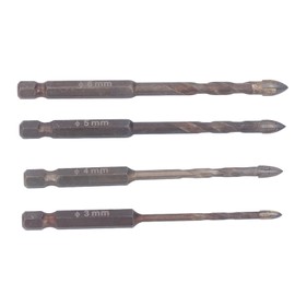 ZAWELIYO 4PCS Masonry Drill Bit Set Professional Concrete Perforation Kit 3mm 4mm 5mm 6mm Multifunction Masonry Drill Bit Set for Tile Slate Glass Plastic