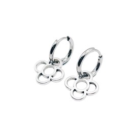 MAJALE Gold Hoop Earrings with Barcelona Flower - Stainless Steel with Gold and Silver Coating - Hypoallergenic, Lightweight and Waterproof - Women's Jewellery - 13mm, Stainless Steel, 0