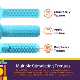 FLUXY - Herramienta de motor oral, terapia sensorial, ayuda para motor con 3 texturas únicas, color azul