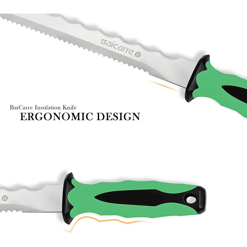 HALNKSZDDD Stainless Steel Insulation Garden Knife with Green Handle,7.8" Double