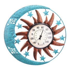 MUMTOP 12.5 Inch Sun Moon Indoor Outdoor Thermometer, Large Number Decorative Wall Mounted Thermometer for Patio, Yard, Garden