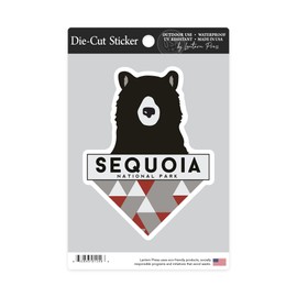 Die Cut Sticker Sequoia National Park, Bear and Triangles, Contour Vinyl Sticker 3 to 6 inches, (Waterproof Decal for Cars, Water Bottles, Laptops, Coolers), Large