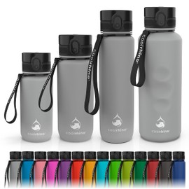 Coolrhino Water Bottle 350 Ml, 650 Ml, 1 L, 1.5 L for Sports, Outdoors, School, Fitness & Children - Leak-Proof and BPA Free Water Bottle for Bicycle, grey, 650ml