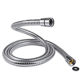 Shower Hose 2m - SAMODRA 10mm Large Bore Stainless Steel Shower Hose Replacement Leakproof & Anti-Kink, Chrome