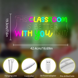 Classroom Neon Signs for Wall Decor This Classroom Is Better With You in It Neon Lights for Bedroom,Positive Affirmation Led Signs for Wall Decor Teacher Student Back to School Gifts