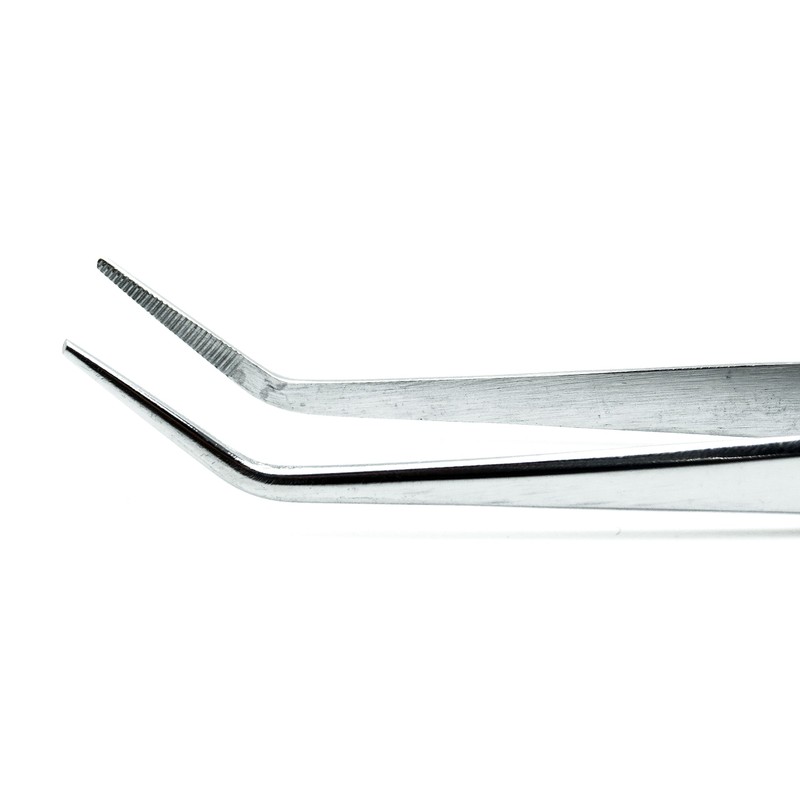 Dental Cotton Tweezer College Foil Forcep Serrated Angled Beak Dressing