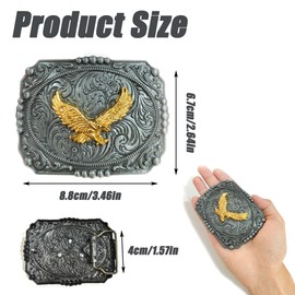 ZAHD Belt Buckle Star Cross Eagle Belt Buckle Vintage Falcon Belt Buckle Oval Eagle Western Belt Buckle Classic Belt Buckle for Belt, black