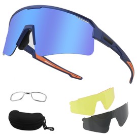 FOCUHUNTER Polarized Sports Sunglasses for Men Women, UV400 Cycling Eyewear for Baseball Running Cycling Glasses 3 Lenses