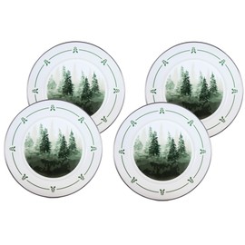 Golden Rabbit Enamelware - Forest Glen Pattern - Set of 4-10.5" Dinner Plates