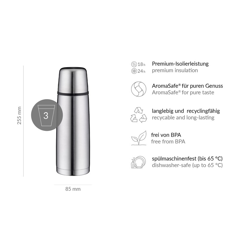 Alfi isoTherm Perfect 5107205075 Vacuum Flask Stainless Steel with Screw