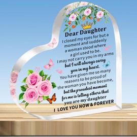 JMIMO Daughter Gifts Daughter Inspirational Acrylic Plaque from Mum Dad Daughter Birthday Gifts Christmas Graduation Presents